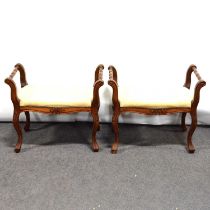 Pair of French style beechwood stools.