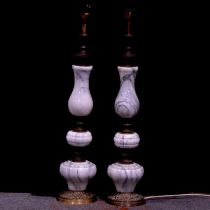 Pair of marble and brass baluster form lamp bases