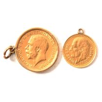 George V gold half Sovereign coin,