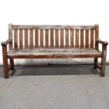 Pair of teak garden benches,