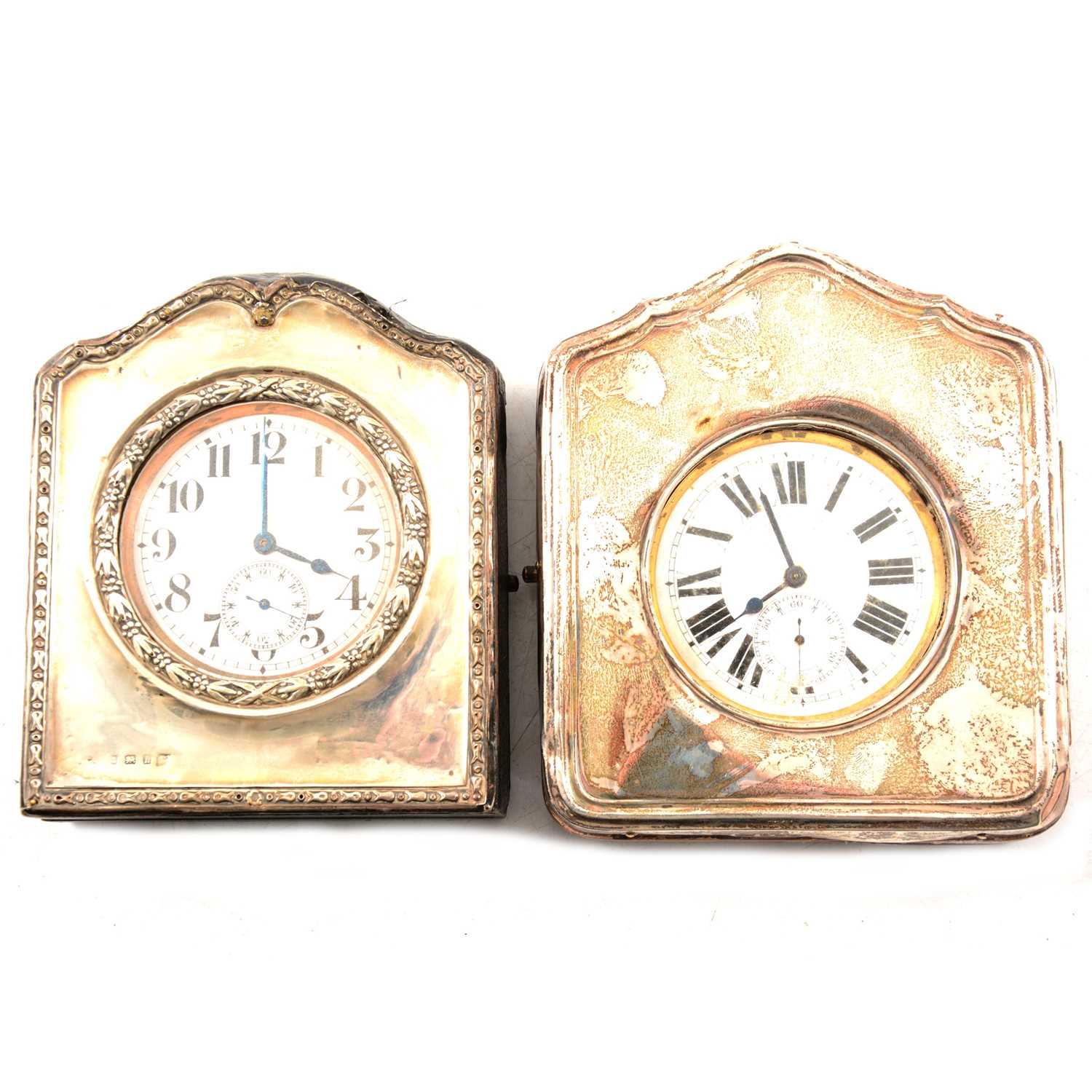 Two nickel goliath pocket watches in silver mounted cases,