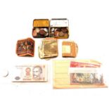 Large collection of coins and some soiled banknotes,