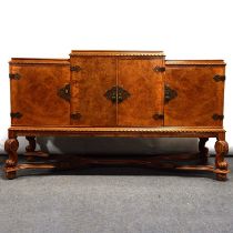 Early 20th century French burr walnut sideboard