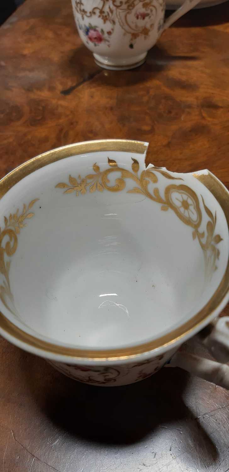 English bone china tea set, possibly Daniels, circa.1830, floral decoration, no.2/824. Condition - Image 9 of 15
