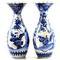 Pair of Japanese blue and white vases,