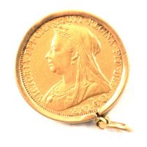 Victoria gold Sovereign coin, 1899,