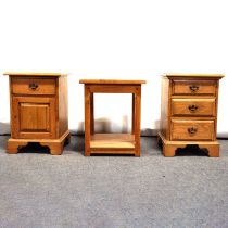Haselbech Oak, two oak bedside cabinets and an occasional table