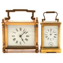 Two brass carriage clocks,