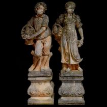 Pair of reconstituted stone garden statues,