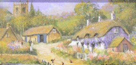 Gordon Lees, Village scenes, a pair,