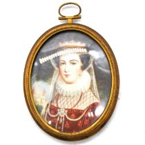 Continental School, 19th century, miniature portrait of a French noblewoman