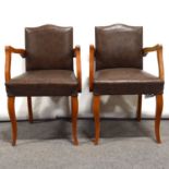 Pair of French bridge arm chairs