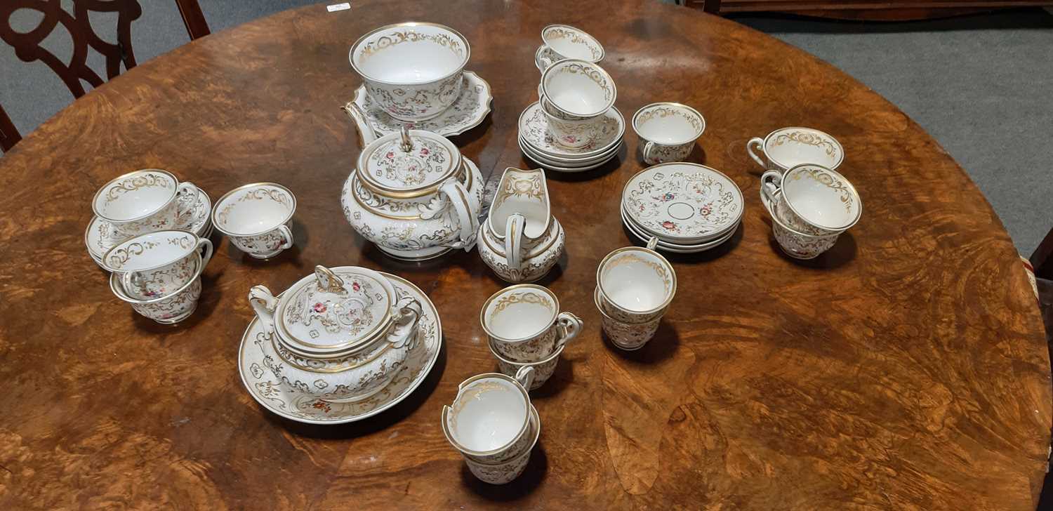 English bone china tea set, possibly Daniels, circa.1830, floral decoration, no.2/824. Condition - Image 2 of 15