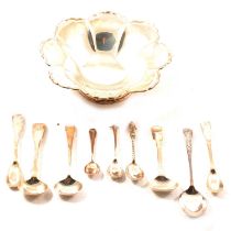 Silver sweetmeat dish and small cutlery,