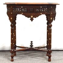 Damascus Mashrabiyya inlaid and carved teak wood occasional table