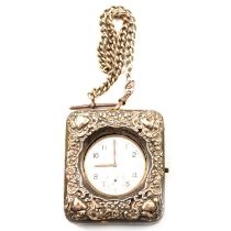 Omega nickel cased pocket watch, with associated chain and in a silver mounted case,