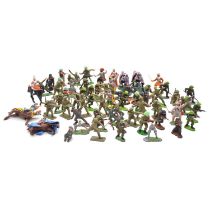 A tray of resin military figures, some painted