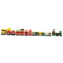 Sixteen play-worn die-cast models, including Dinky