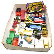 A tray of loose die-cast models, including Dinky and Corgi