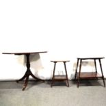 Mahogany octagonal pedestal table, and two mahogany occasional tables