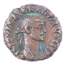 Roman hammered copper tetradrachm coin, Diocletianus (284-305)