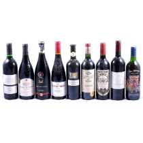 Nine bottles of red table wines