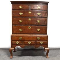 George III oak chest on stand,