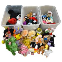 Ninety-eight TY beanie babies, Disney plush toys, and other plush toys