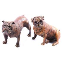 Two cold-painted sculptures of bulldogs, in the manner of Bergman