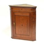 Oak hanging corner cupboard, 19th Century,