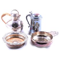 Electroplated tankard, James Dixon & Sons, Sheffield, straight-sided tapering form, domed lid,