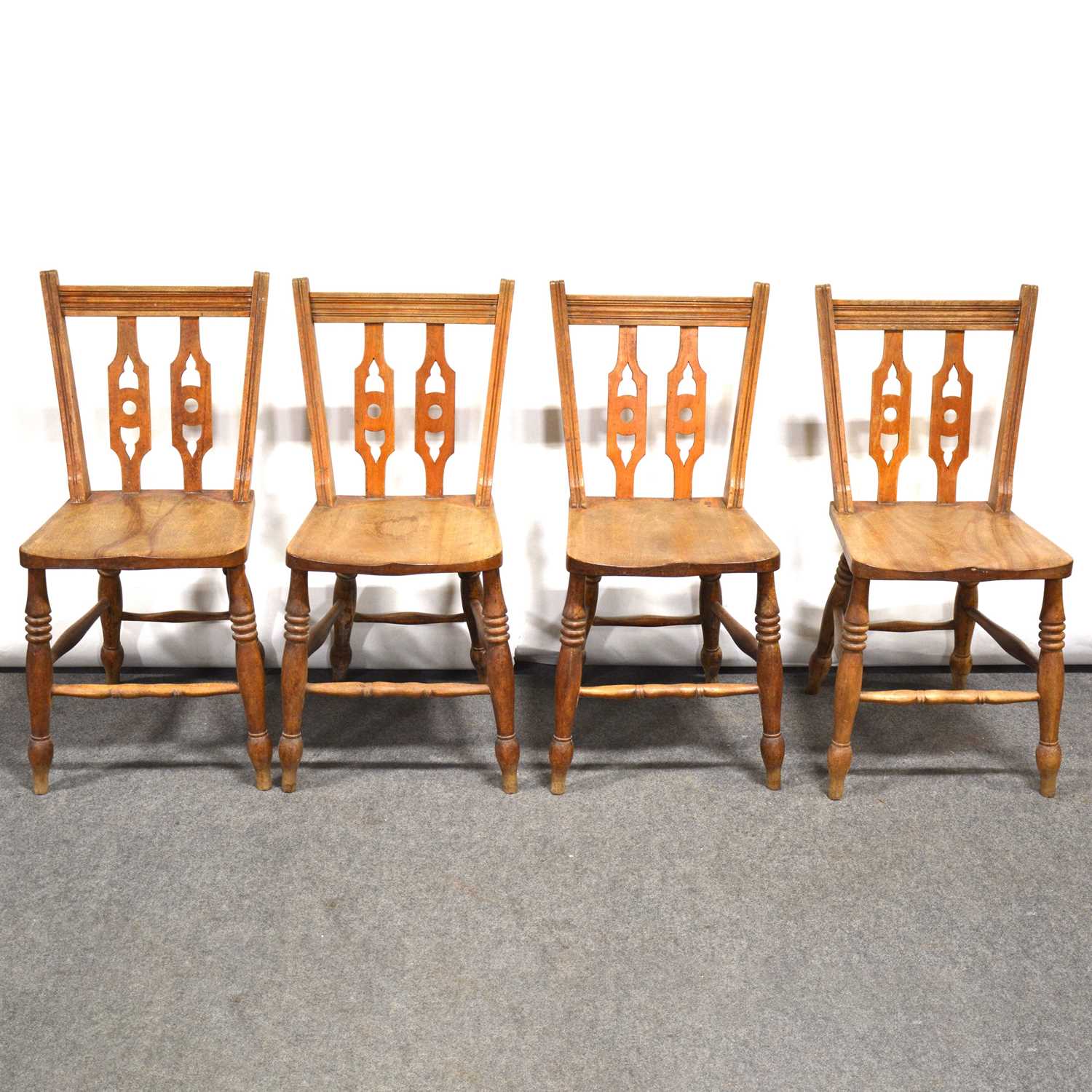 Set of eight beech kitchen chairs,