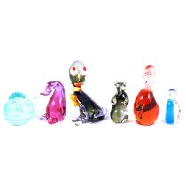 Collection of glass animal and bird ornaments