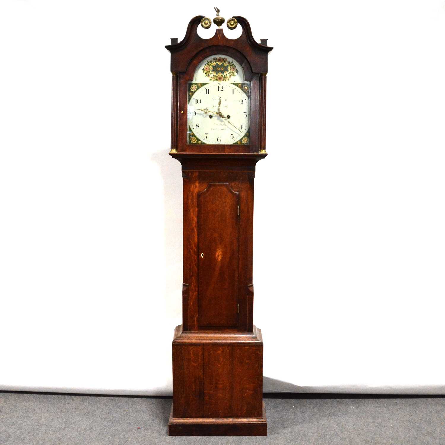 Oak and mahogany longcase clock,