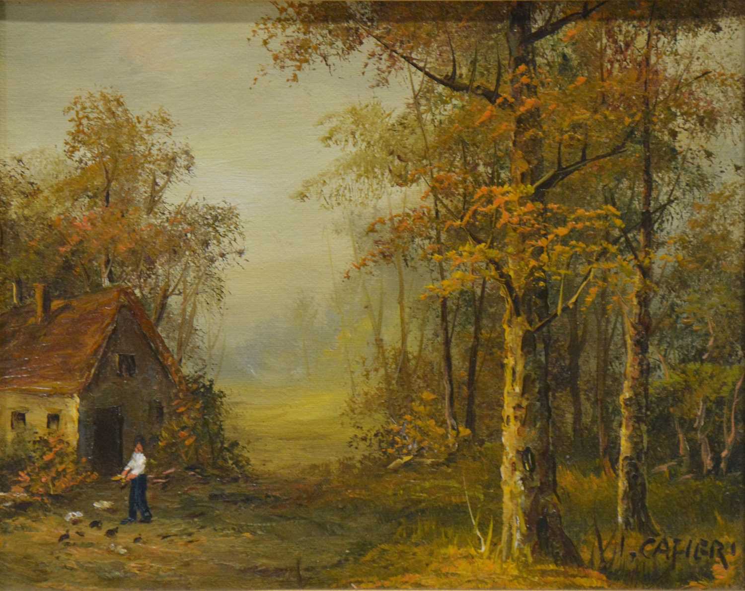 Irene Cafieri, Figure in a woodland landscape, and other small oils