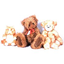 Nine bears and soft toys, including Charlie Bears, Oakwood bears, Suki, and others