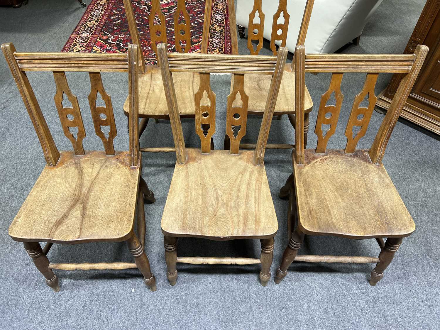 Set of eight beech kitchen chairs, - Image 3 of 6