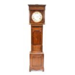 Oak and mahogany longcase clock,