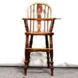 Elm and ash child's Windsor high-chair,