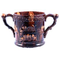 Large Rockingham style treacle glazed frog mug