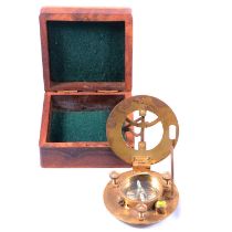 Chinese brass bowl, modern brass compass, sundial, telescope and other vintage items.