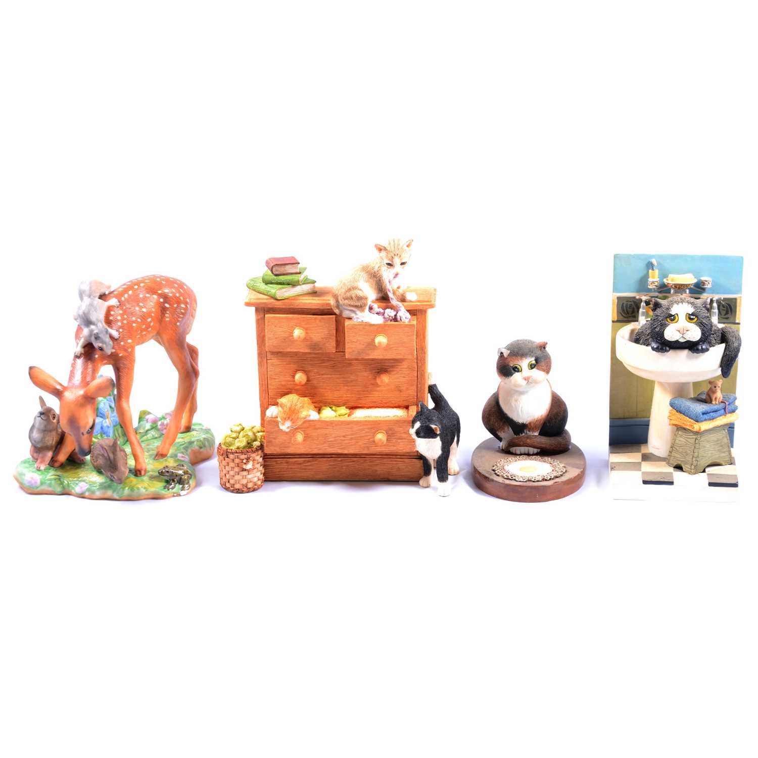 Quantity of Border Fine Arts Comic & Curious Cats figurines, and similar