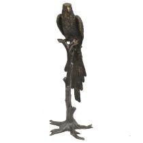 Large floor-standing patinated sculpture of a Parrot, late 20th century