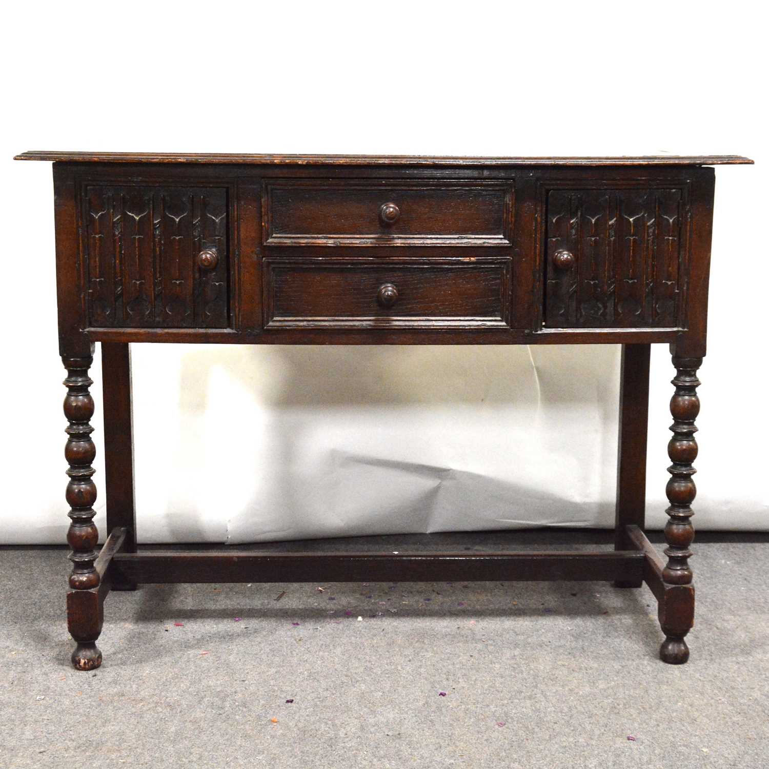 Reproduction oak side table,