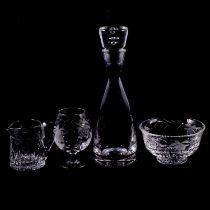 Royal Brierley Crystal glassware, Ronald Stennett Wilson Wedgwood decanter, boxed plated dish