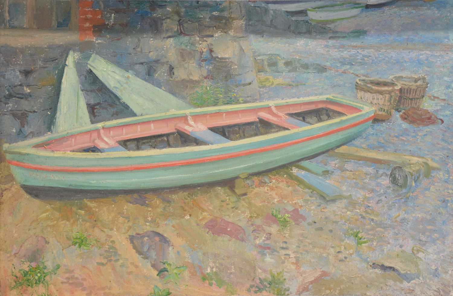 Leighton Hall Woollatt, Rowing boats, two oil paintings,