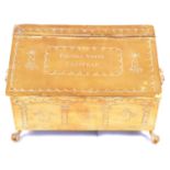 Anglo-Dutch brass tobacco box, engraved Thomas White / Banstead