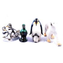 Collection of modern animal figurines - Penguins and Polar Bear