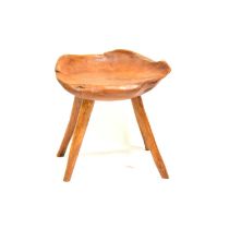 Elm carved stool,