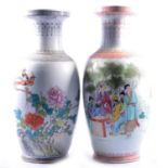 Two pairs of similar large Chinese vases, and a fifth similar vase